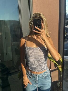 Women’s Gray Marble Ruched Cami Top